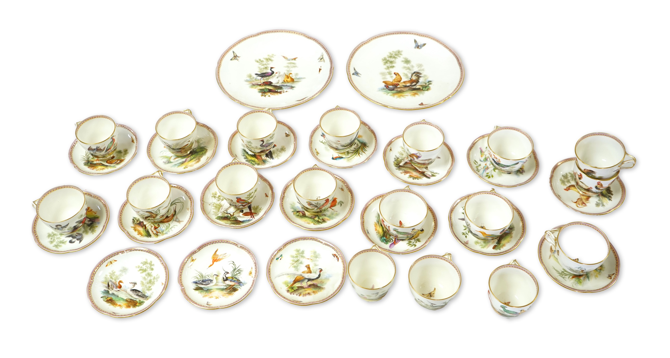 A Coalbrookdale ‘hundred bird’ tea set, mid 19th century, attributed to John Randall